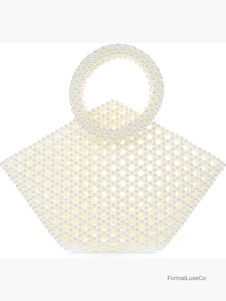 Rainbow Beaded Crystal Pearl Clutch Bag Tote